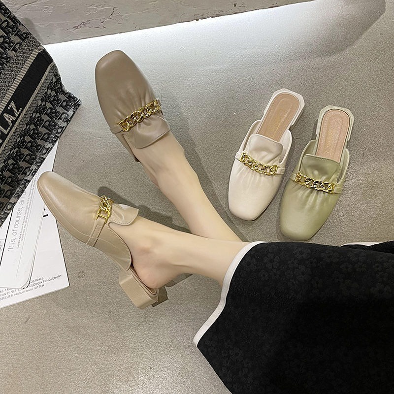 Dép Mũi Vuông Kiểu Dáng Nhún Bèo Màu Sắc Trang Nhã Cực Sang Trọng