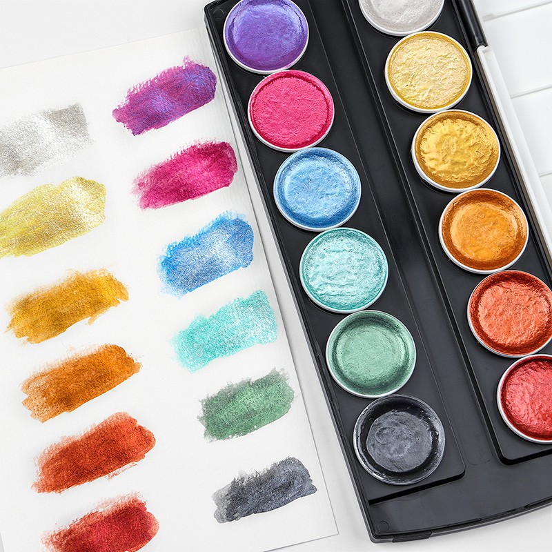 Set 12 Màu Nước Kim Tuyến Lấp Lánh Ấn Tượng SeamiArt