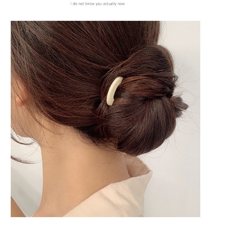 Kẹp tóc hình chữ u bằng acrylic đơn giản phong cách Hàn Quốc dễ phối đồ