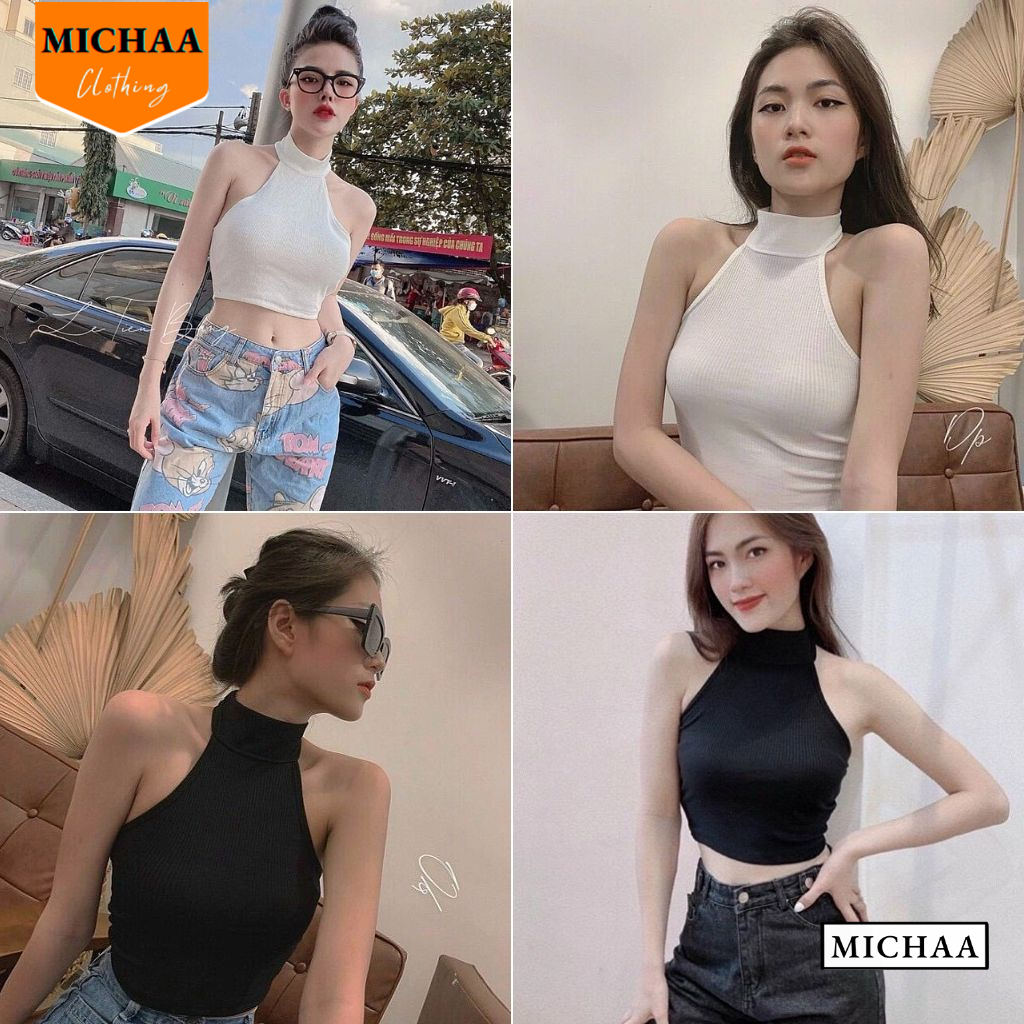 Áo Croptop YẾM CỔ LỌ Nữ Thun Gân Ulzzang Kiểu Ôm Body, Áo Thun Phong Cách Sexy Thời Trang - MICHAA CR56