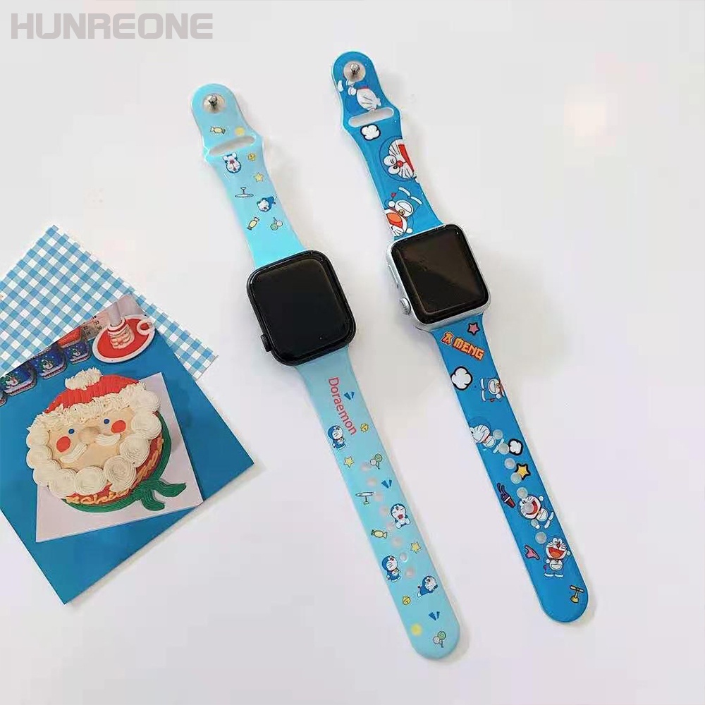 Dây Đeo Silicon Hình Doraemon Dễ Thương Cho Đồng Hồ Thông Minh Apple Watch 1 2 3 4 5