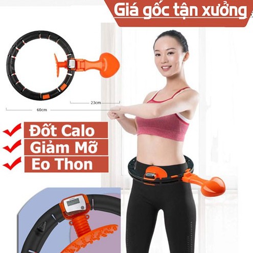 Vòng Lắc Giảm Eo Hula  - Vòng Lắc Bụng Tập Eo Đốt Mỡ Thông Minh Cao Cấp Có Đồng Hồ Đếm Vòng