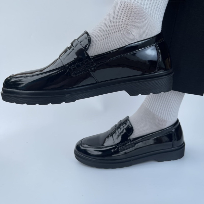 Giày Penny loafer Black  Nam  , DA MỀM , Đế Cao Su nguyên Khối, Có Khâu Đế , tăng chiều cao 3.5 cm