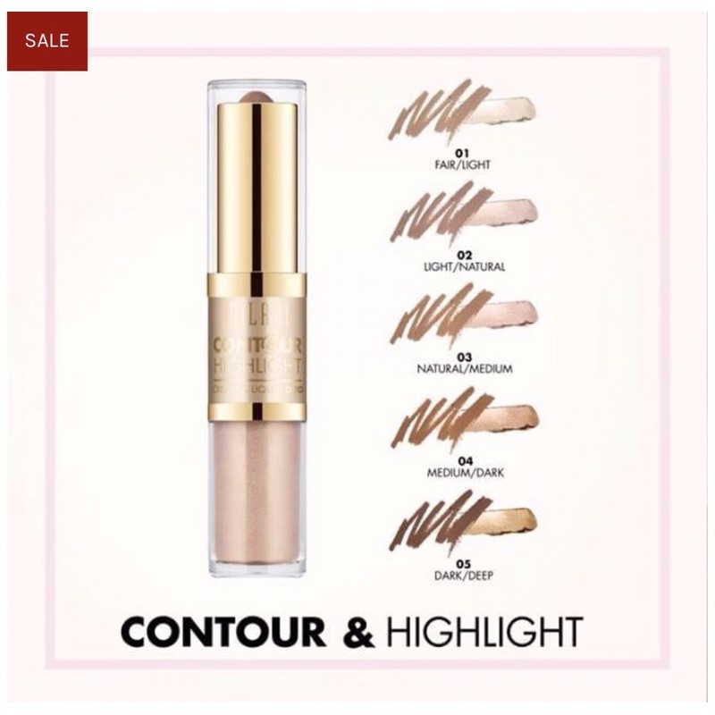 Bút tạo khối và bắt sáng Milani contour & highlight cream & liquid duo 2 đầu [Ảnh thật hình cuối] | BigBuy360 - bigbuy360.vn
