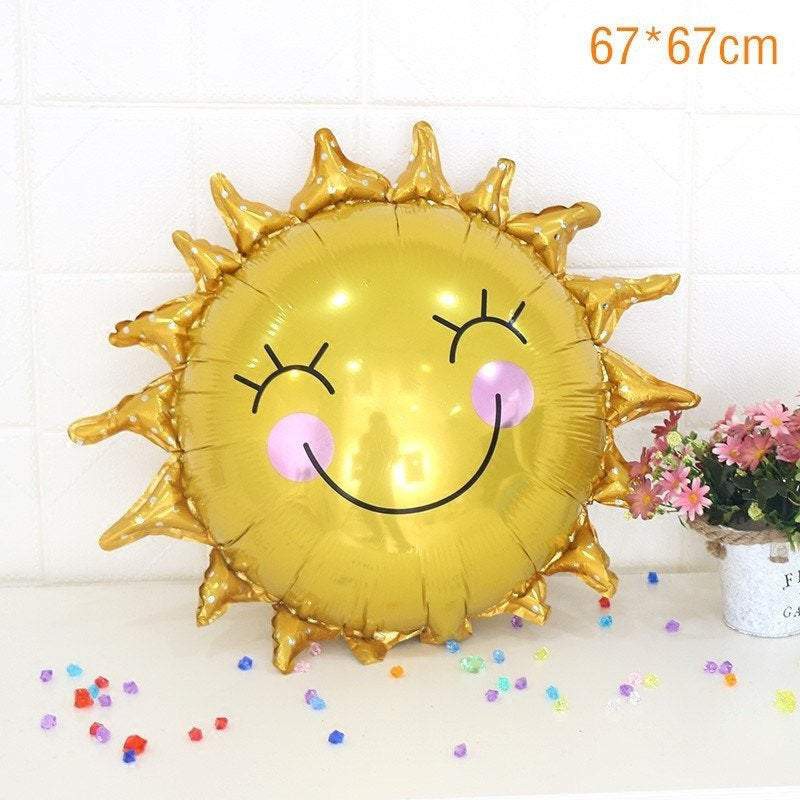 Bóng Tráng Nhôm Chủ Đề Mặt Trăng, Mặt Trời, Đám Mây, Cầu Vồng, Sao 4 Cánh, Mặt Hoa Trang Trí Party, Sinh Nhật