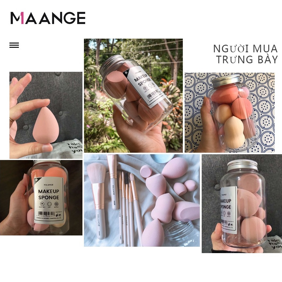 Set 8 mút trang điểm MAANGE mềm mại đựng trong lọ 100g