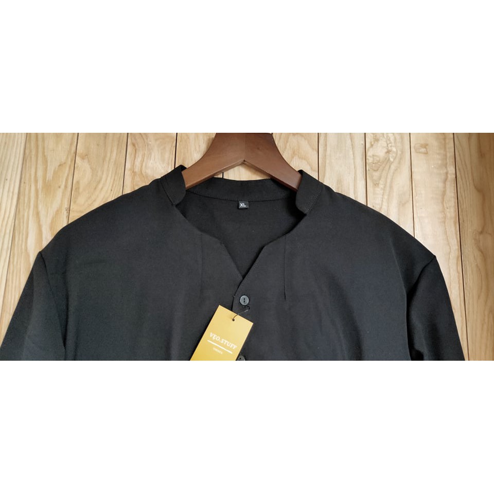 (THIẾT KẾ CHẤT LƯỢNG) Áo Sơ Mi Cổ Đứng Đũi Mát Unisex Phiên Bản Giới Hạn | BigBuy360 - bigbuy360.vn