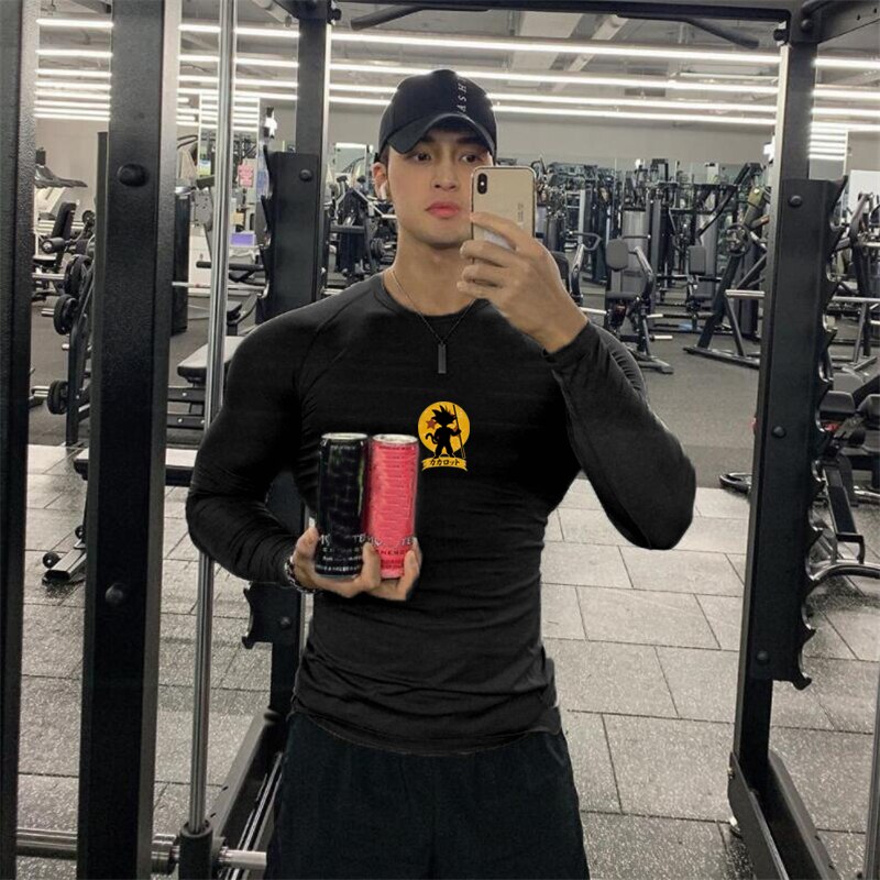 New Autumn and Winter Workout Bodybuilding Fitness Men's Long Sleeve T-shirt Breathable Casual Fashion Trend Slim Sports T Shirt