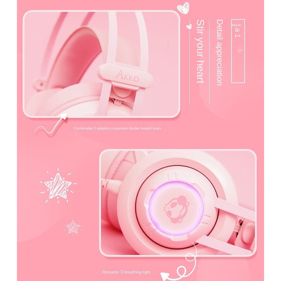 [Mã ELMS4 giảm 7% đơn 500K] Tai nghe Gaming AKKO AD701 Pink Over Ear – RGB giả lập 7.1 | BigBuy360 - bigbuy360.vn