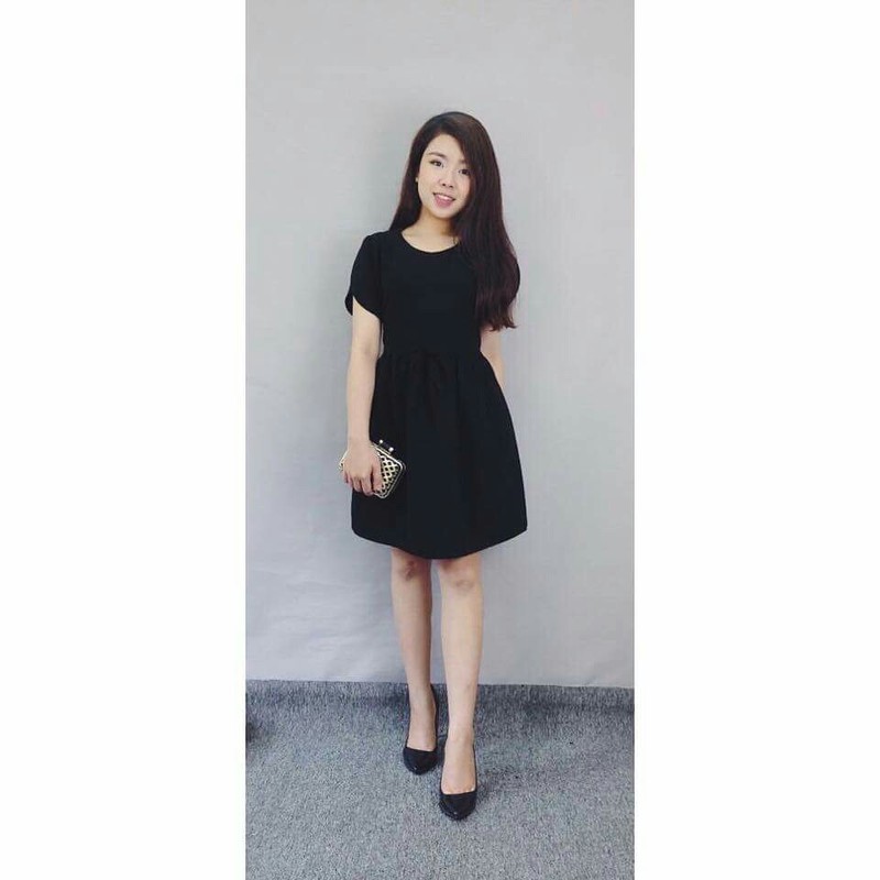 Váy Đầm Tiều Thư Sang Chảnh Tay Ngắn Cổ Tròn Dáng Xòe Dài Che Khuyết Điểm Kiểu Hàn Quốc D159 | BigBuy360 - bigbuy360.vn