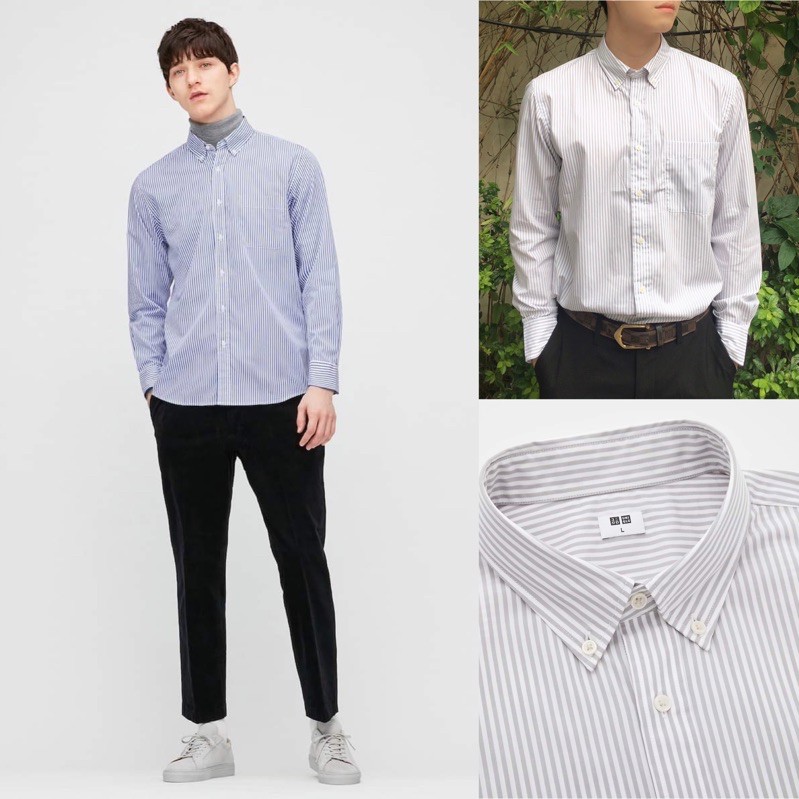 Áo sơ mi nam kẻ sọc Uniqlo dài tay cao cấp