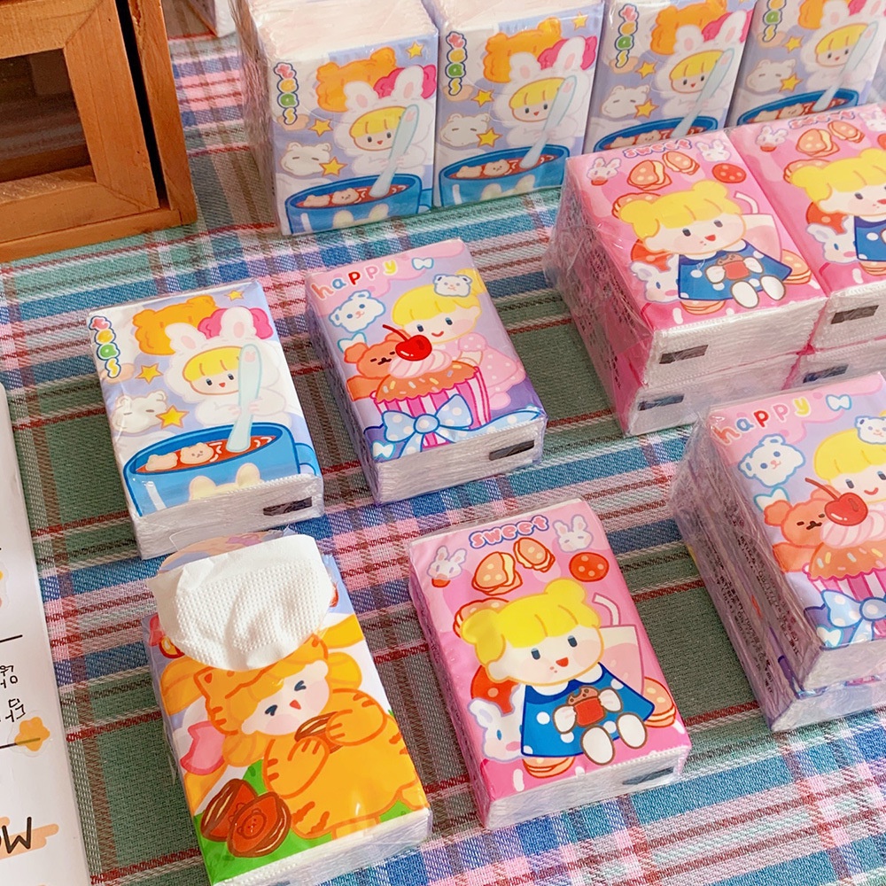 Giấy ăn mini bỏ túi, khăn giấy họa tiết hoạt hình cute