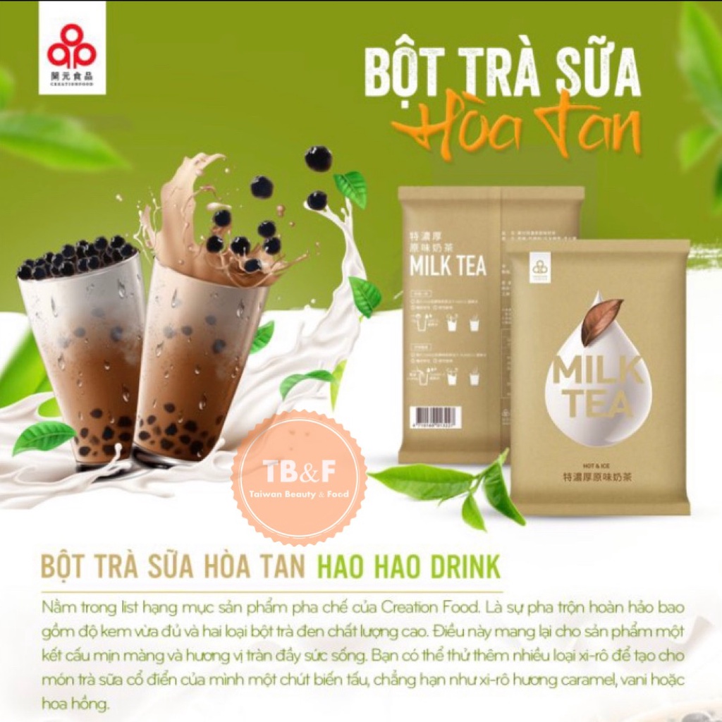 [HSD mới] Bột Trà sữa Hao Hao Drink Milk Tea Đài Loan pha sẵn thơm ngon 1kg/1túi - Creation Food Tai