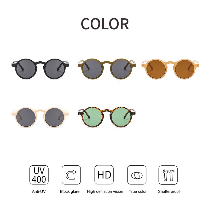 (KIQI-FASHION) COD Kính Mát Gọng Tròn Chống Tia UV Phong Cách Retro Thời Trang Cho Nam Nữ