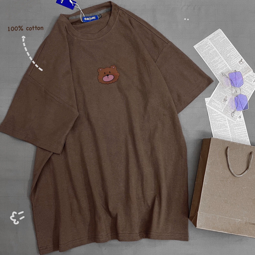 Áo thun tay lỡ nam nữ MEANSTORE phông in hình 100% cotton vải mát form rộng phong cách Ulzzang - Gấu