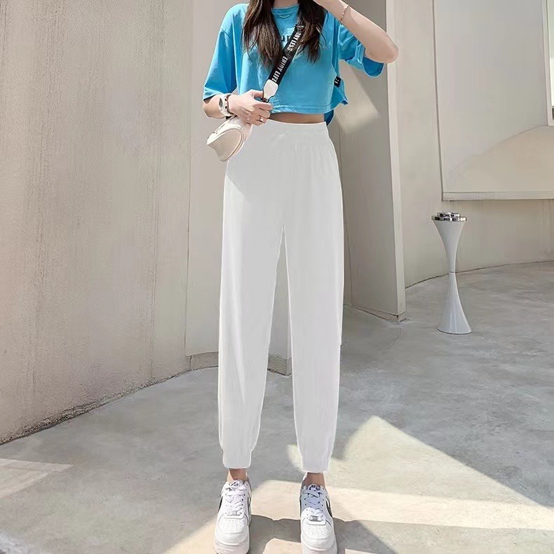 Quần harem SUXI ống rộng màu trơn phong cách thể thao thời trang mùa hè cho nữ
