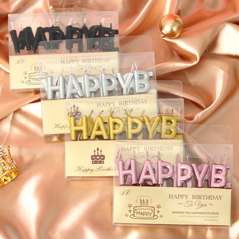 phụ kiện trang trí bánh sinh nhật [FREESHIP] bộ nến chữ happy birthday