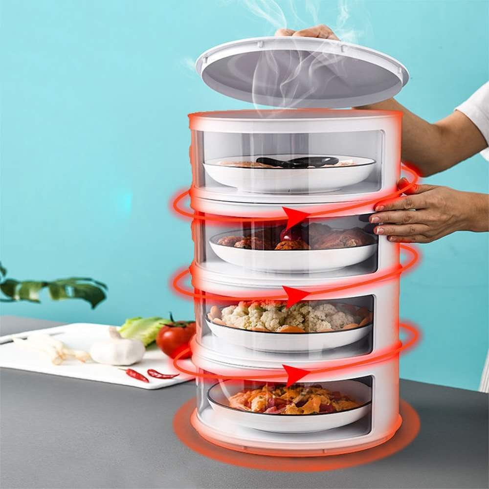 Lồng Bàn Tròn Nhiều Lớp Trong Suốt Cách Nhiệt Chống Bụi 4.5Cm Tiện Dụng
