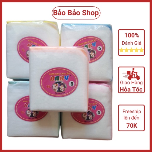 Túi 10 khăn sữa cao cấp baby 5 lớp 26x28cm