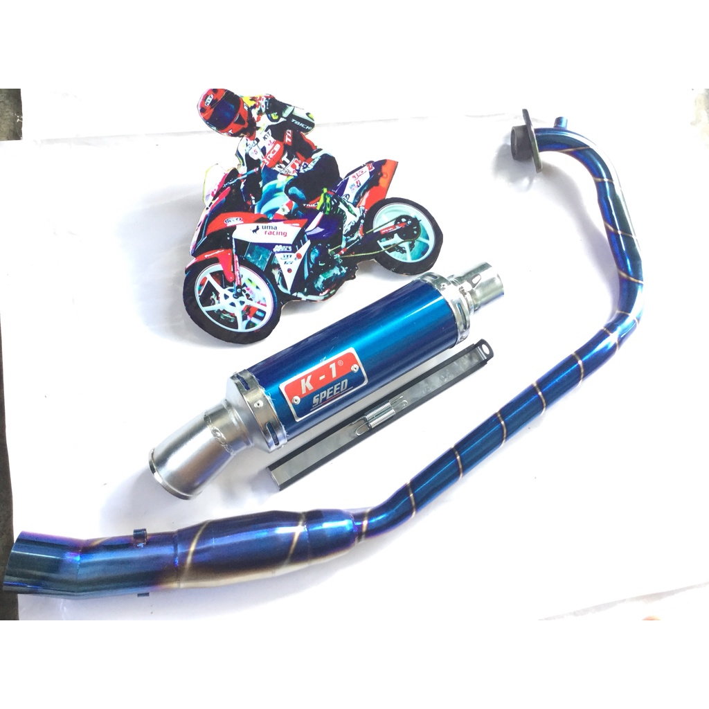 Pô K1 XANH full cổ bầu hơi titan gắn cho exciter, winer, sonic, raider fi, satria, gsx, cbr, fz, tfx, r15