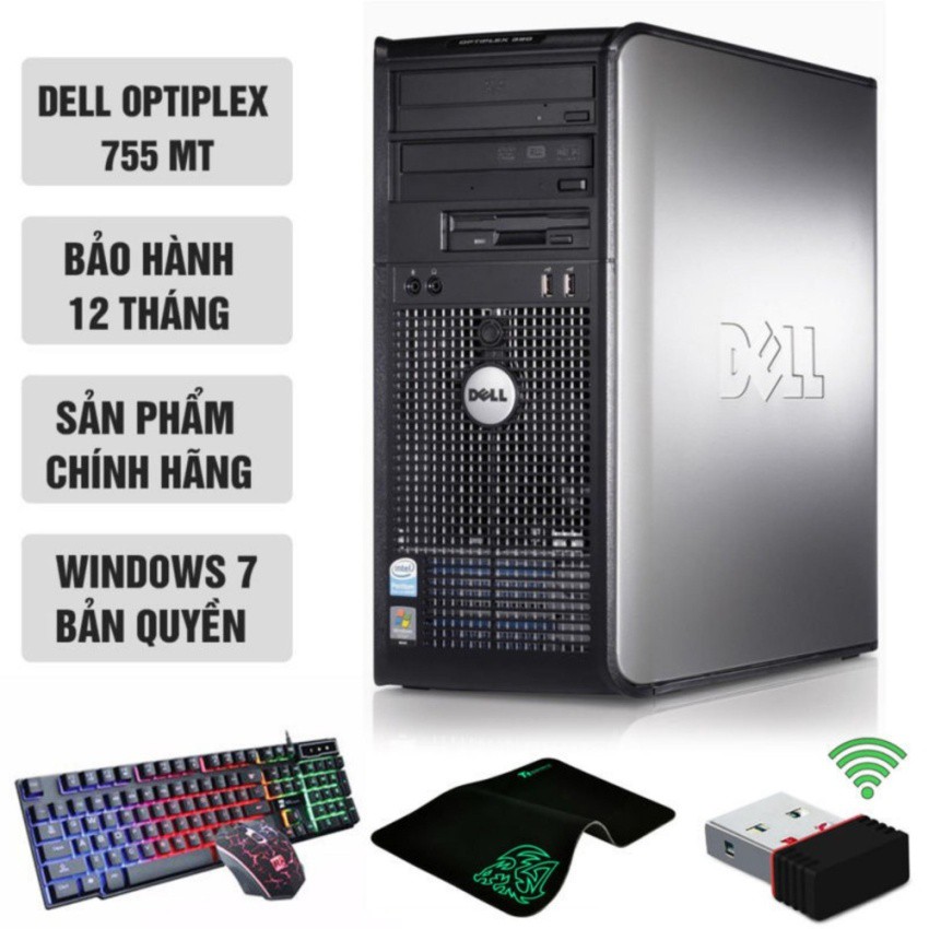 Máy tính văn phòng Dell Optiplex 755 MT (Core 2 Quad Q6600, Ram 8GB, SSD 120GB, HDD 1TB) + Quà Tặng | BigBuy360 - bigbuy360.vn