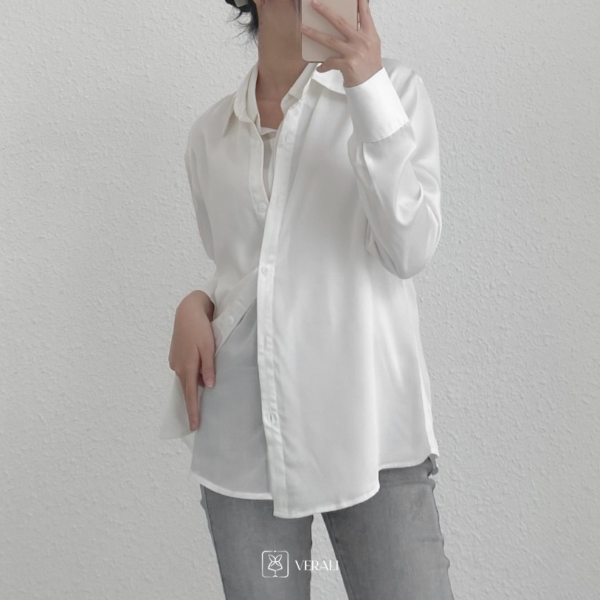 [Mã BMBAU50 giảm 7% đơn 99K] Áo sơ mi nữ trắng lụa cổ hai lớp Double Layer Harriet