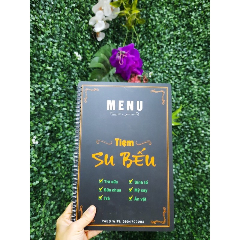 Menu trà sữa, ăn vặt kích thước a4