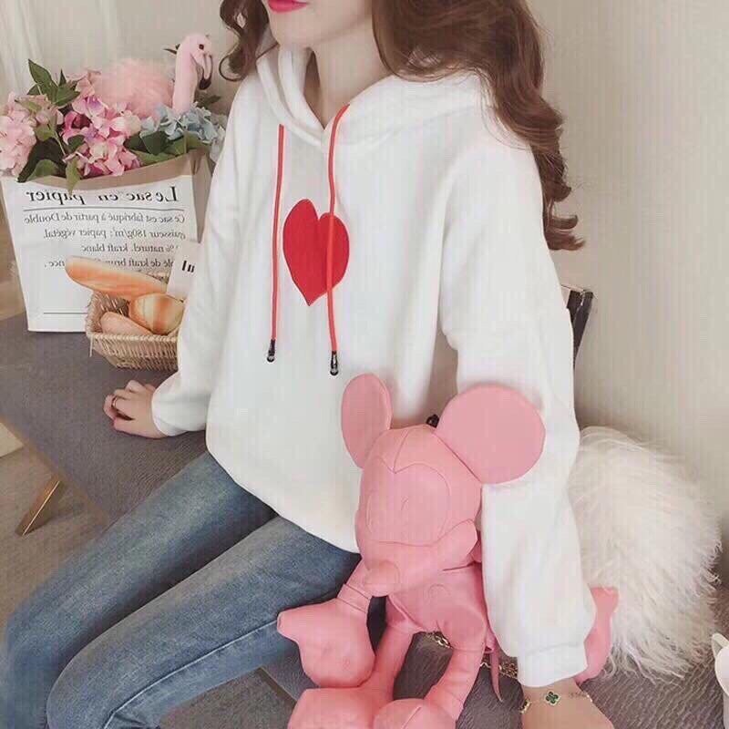 [HOT SIÊU GIẢM GIÁ] ÁO KHOÁC HOODIE NỈ THỜI TRANG NỮ THÊU HÌNH TRÁI TIM SIÊU CUTE | BigBuy360 - bigbuy360.vn