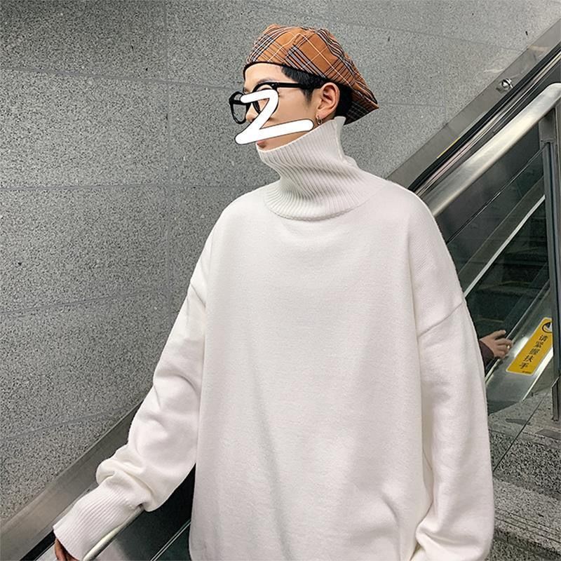 Áo Sweater Cổ Lọ Màu Trơn Dáng Rộng Ấm Áp Trẻ Trung Cho Nam