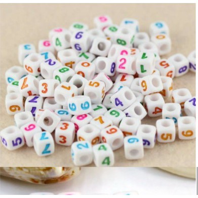 10/25/50gam hạt số vuông 7mm nhiều màu làm vòng tay