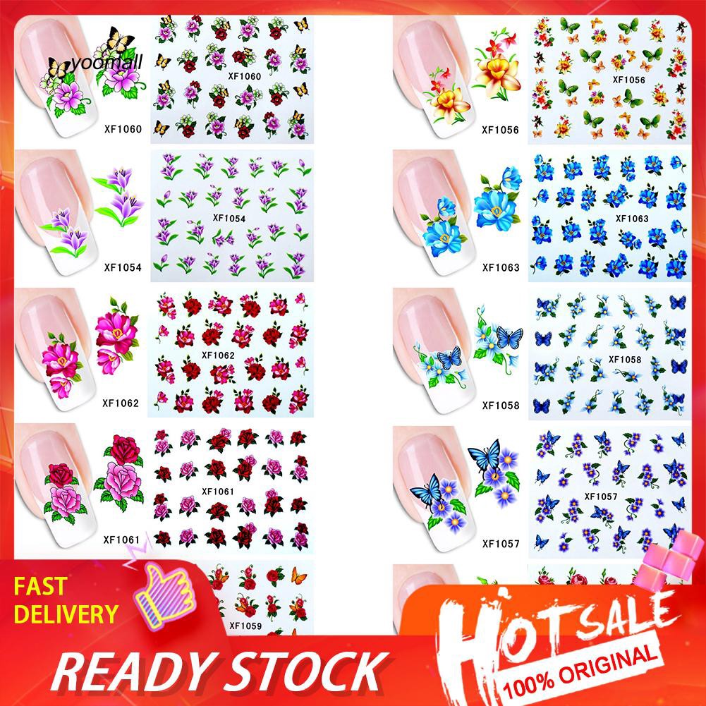 [Hàng mới về] Sticker dán móng tay trang trí DIY hình hoa và bướm đáng yêu