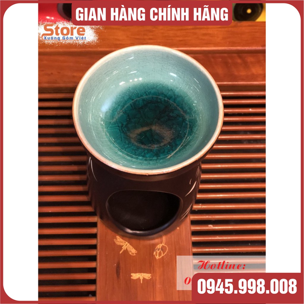 Đèn xông tinh dầu bằng nến, sản phẩm làm từ gốm Bát Tràng cao cấp cao 13cm, nhiều màu thỏa lựa chọn - XƯỞNG GỐM VIỆT