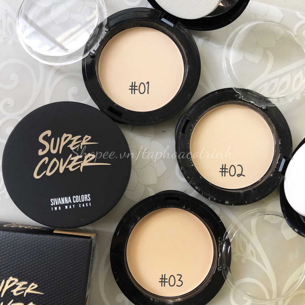 Phấn nền Sivanna Che Phủ Kháng nước Super Cover Two Way Case bản dupe loreal 24h fresh wear