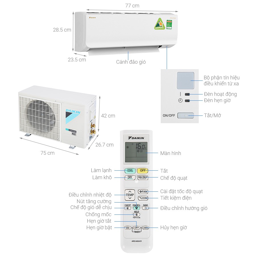 Máy lạnh Daikin Inverter 2 HP FTKA50UAVMV Mới 2020. Chức năng hút ẩm, Làm lạnh nhanh tức thì, giao hàng miễn phí HCM