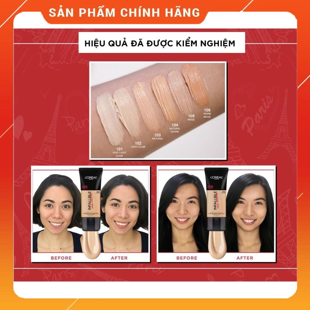 Kem Nền BB Trang Điểm Lâu Trôi L'Oreal Infallible Pro-Matte 24H Foundation Makeup 30ml