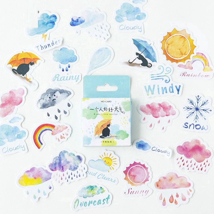 [HD13] Bộ 46 hình dán sticker thời tiết trang trí sổ tay DIY