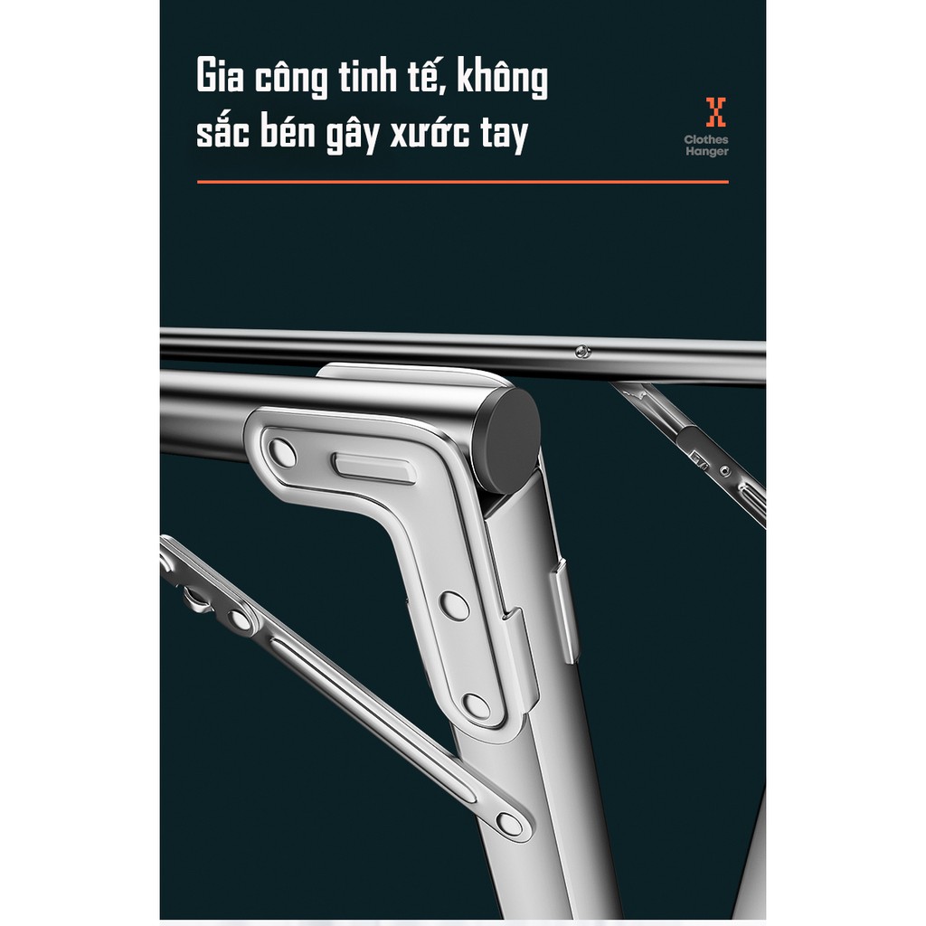 Giá Treo Đồ Co Giãn inox - Gấp Gọn Được - Cứng Cáp Chống Gió Đổ Sập - Không Xiên Vẹo - Chống Gỉ Sét