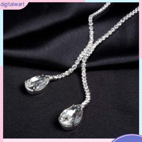 Bộ dây chuyền &amp; bông tai đính kim cương hình giọt nước cho cô dâu