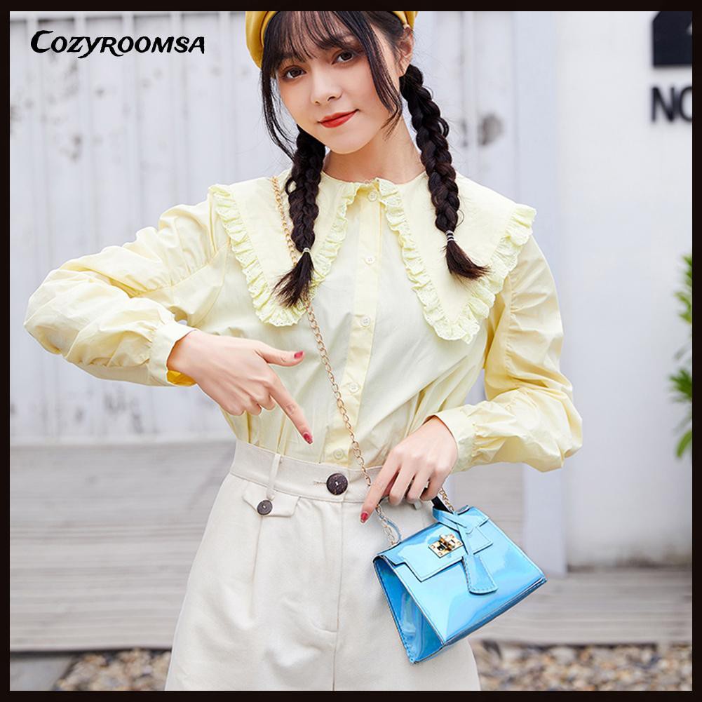 Vintage Women Pure Color PU Leather Shoulder Bag Casual Top-handle Handbag