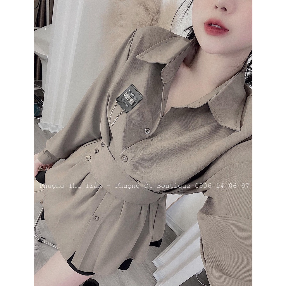 Áo sơ mi nâu dáng dài tôn eo áo sơ mi kiểu nữ siêu chất SL202 | BigBuy360 - bigbuy360.vn