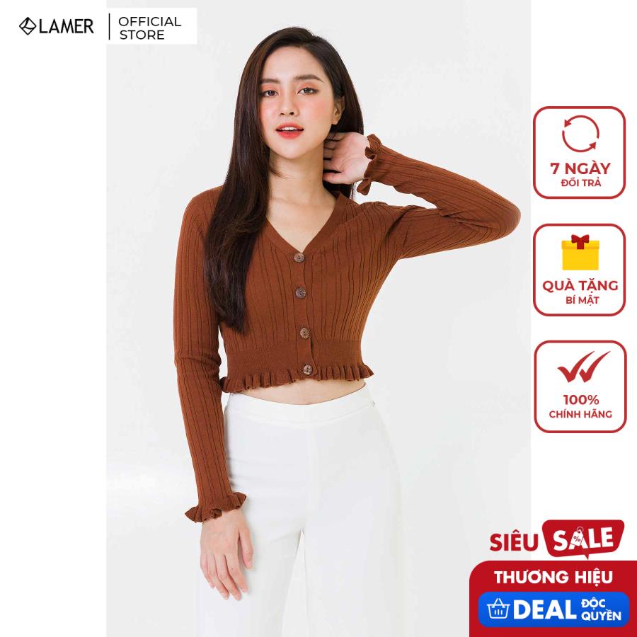 Áo len cardigan lửng bèo VIENTRAN V65C20T018 (Nhiều màu)