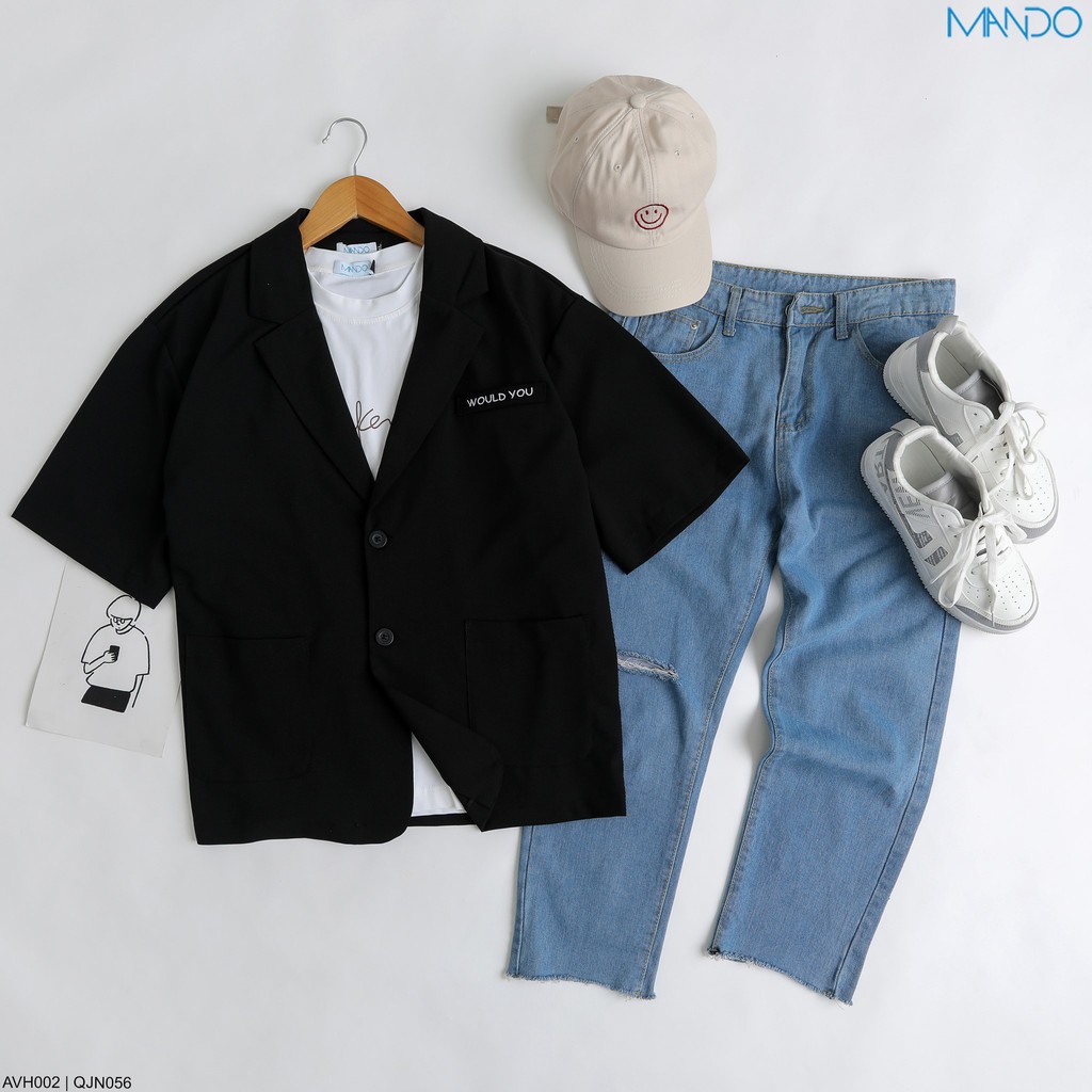 áo nam giảm [HOT] Áo Blazer Tay Lỡ, Form Rộng, Mix Đồ Mùa Hè, Phong Cách Hàn Quốc - Thời Trang Nam MANDO - AVH002