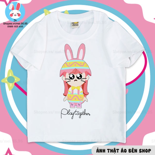 Áo thun Play Together giá rẻ - Mẫu TRUZ, Bong bóng xà phòng, Trứng phục sinh - Hình in sắc nét cute