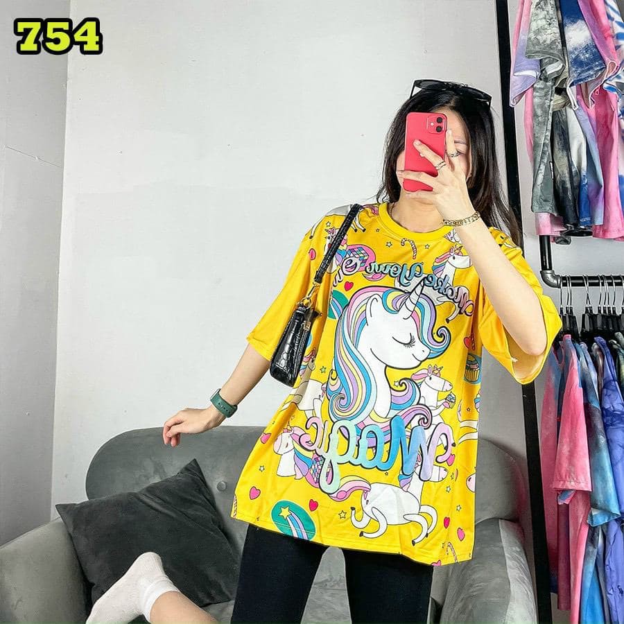 Áo thun 3D tay lỡ unisex oversize ZENZ, áo phông form rộng freesize nam nữ hình ngựa Unicorn