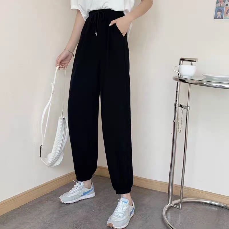 Quần nỉ ống bo thụng Unisex - Jogger thun trơn cạp chun dáng rộng nam nữ đủ size QN03