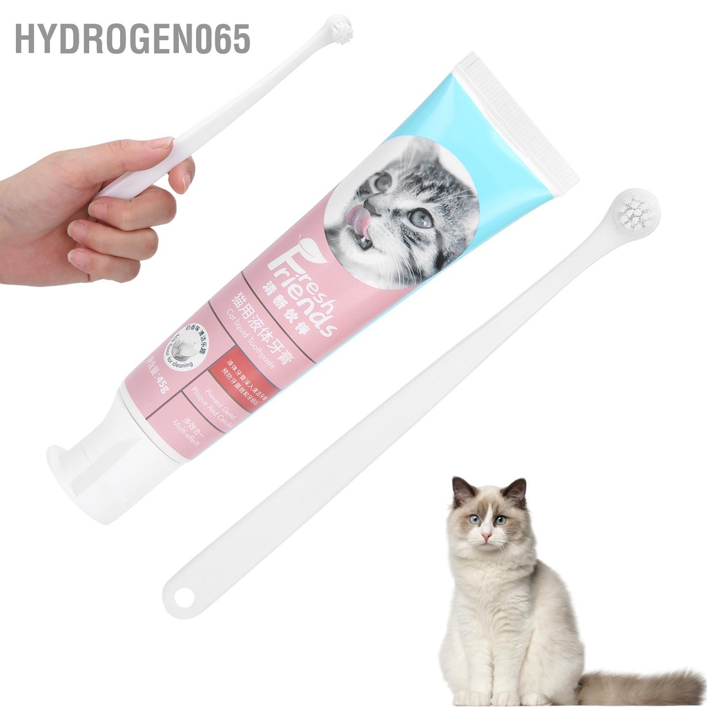 Hydrogen065 Bộ bàn chải đánh răng và kem Pet Cat Làm sạch Bàn đầu mềm Dụng cụ chăm sóc