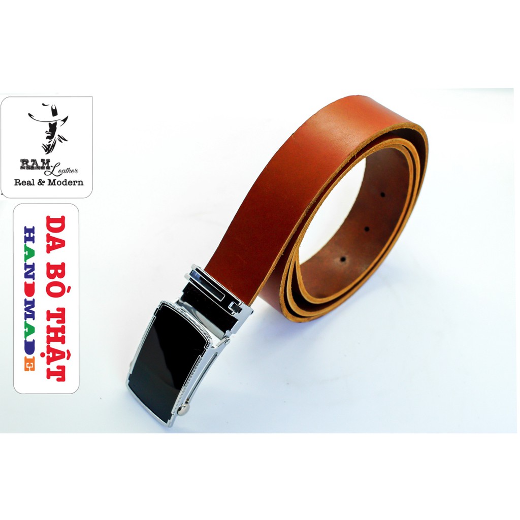 Thắt Lưng Nam Da Vò Vegtan Italia Khóa Đen - RAM Leather