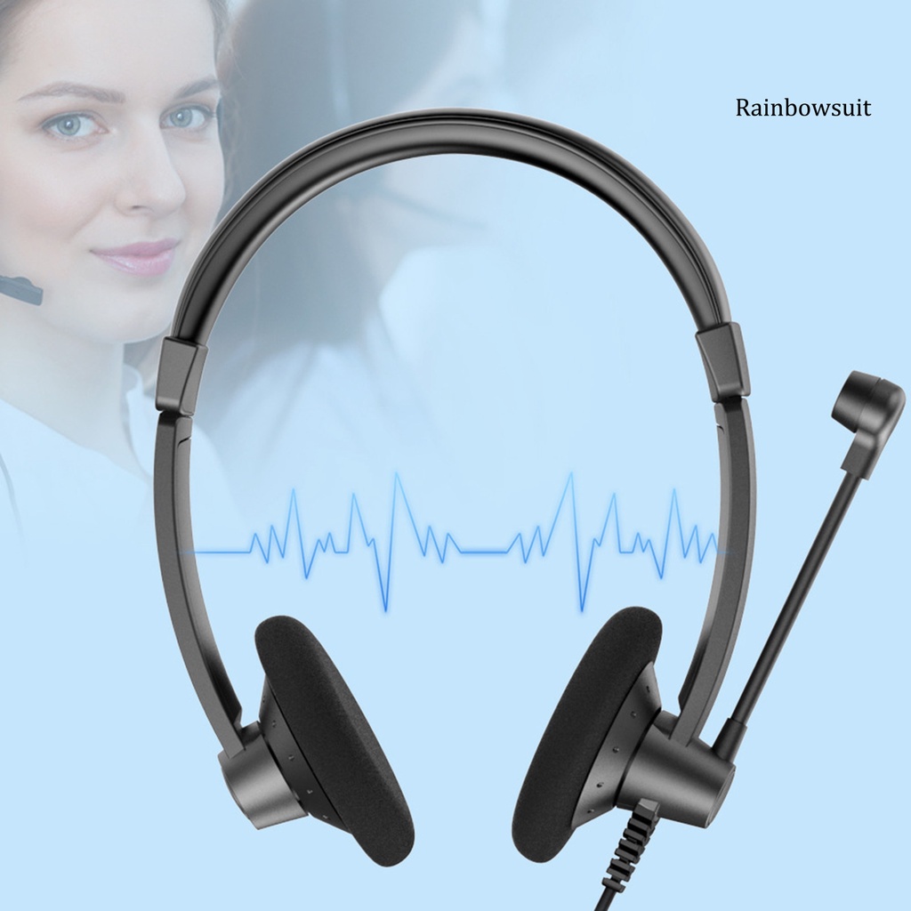 RB- T28 Headset 330 Degree Adjustment Noise-reduction Microphone ABS Wired Call Center Service Headphone for Customer Communication