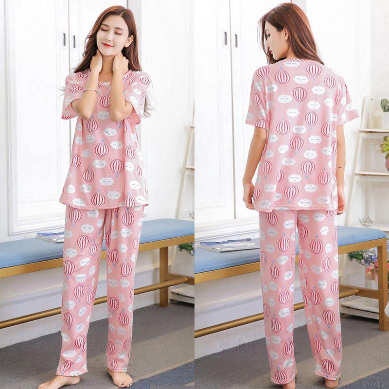 Set Đồ Ngủ Ngắn Tay Form Rộng Phong Cách Trẻ Trung Dành Cho Nữ