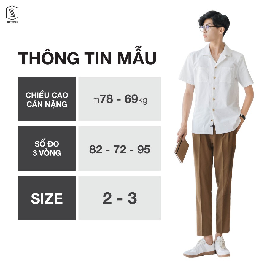 Áo sơ mi Nam ngắn tay có 2 túi ngực SSSTUTTER chi tiết khuy sừng cổ điển gọn gàng 2 màu Cub shirt | BigBuy360 - bigbuy360.vn
